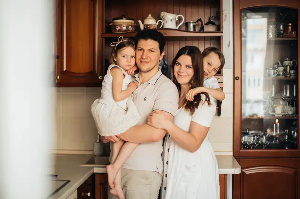 Candid family portrait full of joy